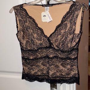 Black Lace  Stretch Sleeveless Top NWT